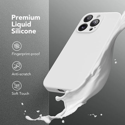 Magnetic for iPhone 13 Pro Max Case, Compatible with MagSafe, [Full Camera Protection][Screen Protector] Silicone Shockproof Protective Phone Case for iPhone 13 Pro Max 6.7", White