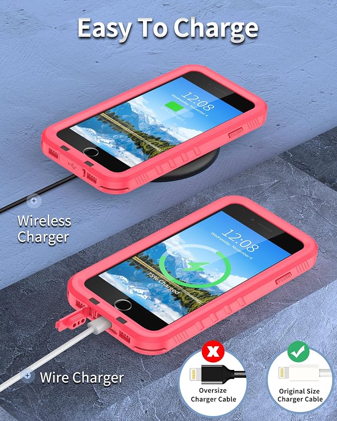 SPORTLINK for iPhone SE 3rd 2022/iPhone SE 2nd 2020/iPhone 7/8 Waterproof Case - Built in Screen Protector Full Body Shockproof Dustproof IP68 Waterproof Case for iPhone SE3/SE2/7/8 Frosted Pink