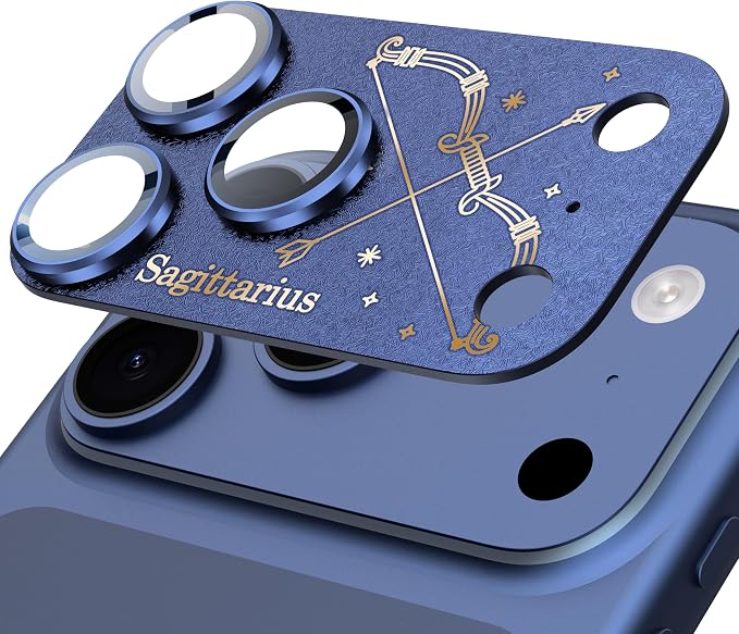 Compatible for iPhone 17 Pro Camera Lens Protector, Sagittarius Pattern, Drop Protection, Anti Scratch Full-Coverage, AR 360-Degree Protection, Camera Transmfttance HD, Easy Installation, Dark Blue
