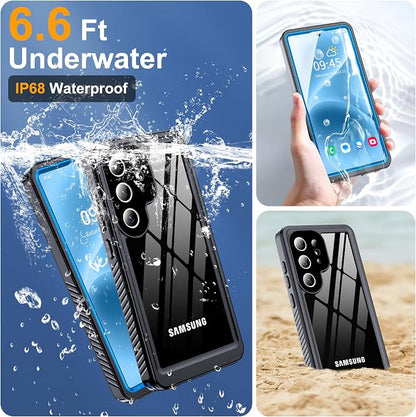 for Samsung Galaxy S25 Ultra Case, IP68 Waterproof with Built-in Screen&Lens Protector [14FT Military Shockproof] Full Body Heavy Duty Protective Phone Case for S25 Ultra 5G, Blue
