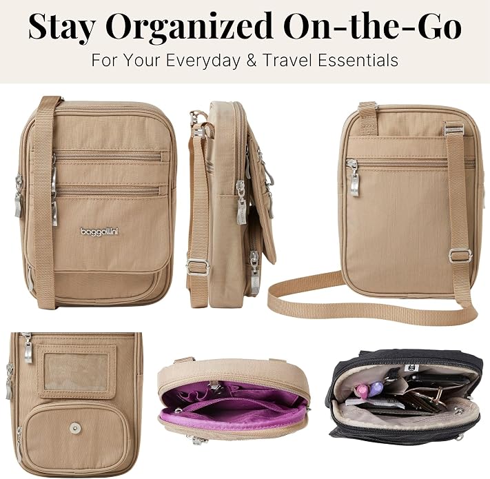 Baggallini Journey Crossbody Bags for Women 9x6 Small Lightweight Travel Handbag W/RFID