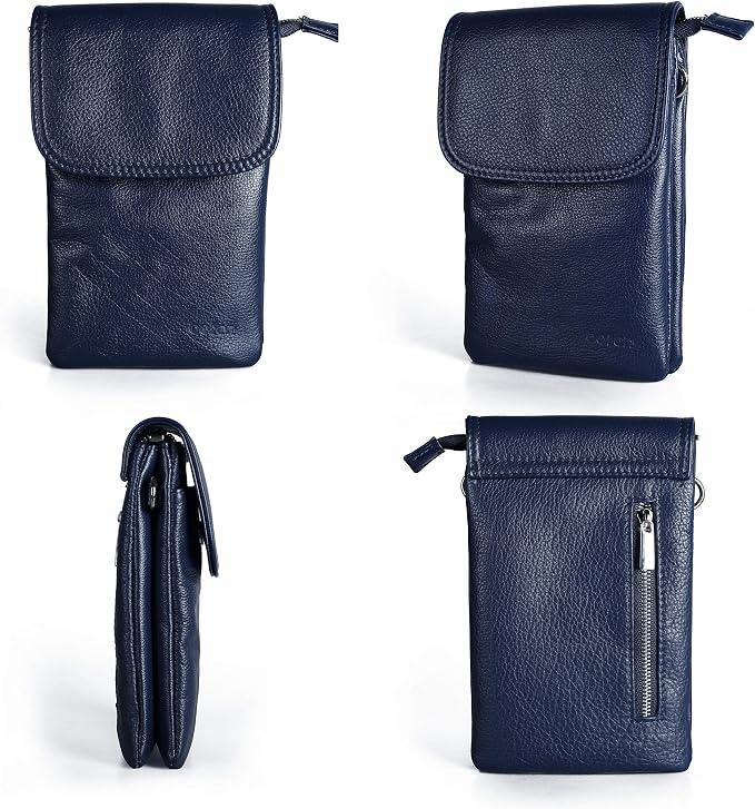 befen Genuine Leather Small Crossbody Bags for Women Cell Phone Bag Cross Body Purses,Silver Zipper