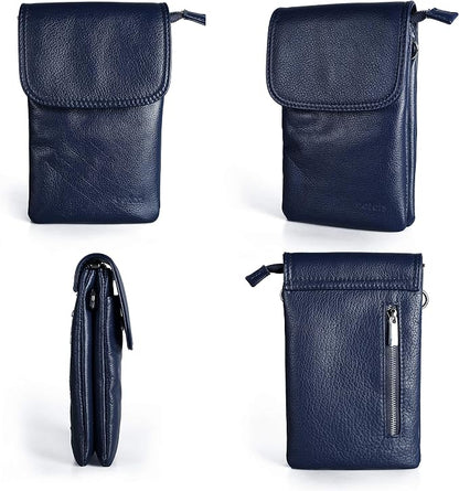 befen Genuine Leather Small Crossbody Bags for Women Cell Phone Bag Cross Body Purses,Silver Zipper