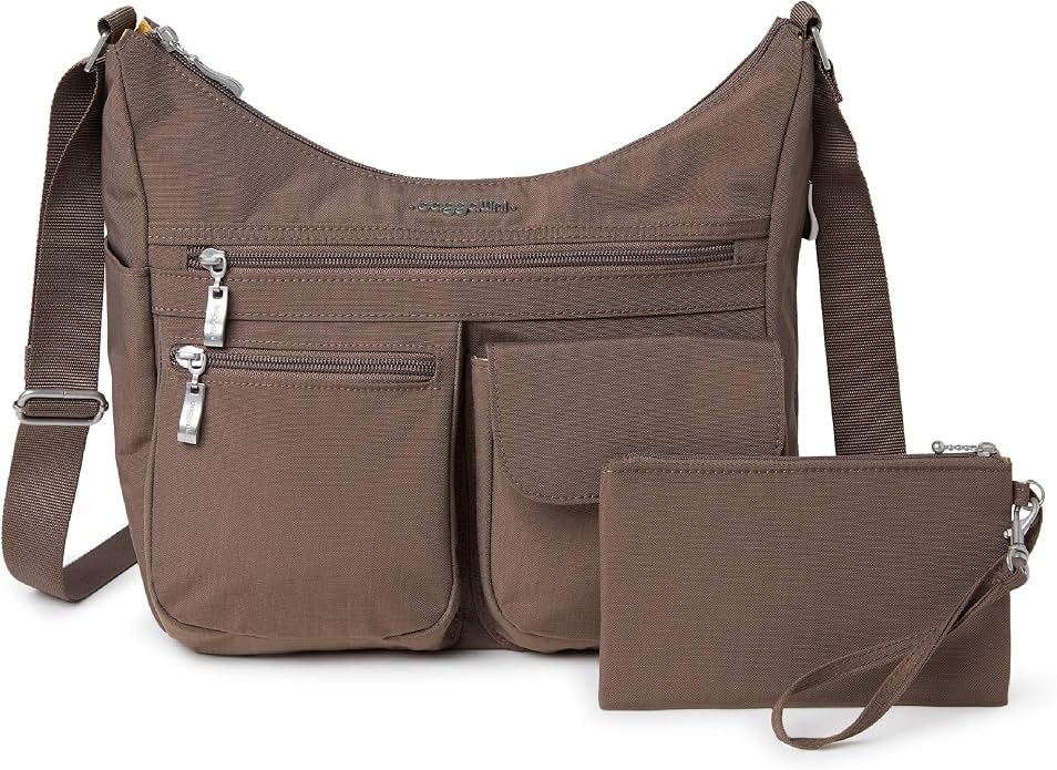 Baggallini womens Everywhere Bagg Crossbody Women 11x9 Lightweight Nylon Hobo Water-resistant Travel Bag W/Rfid