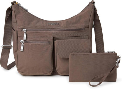 Baggallini womens Everywhere Bagg Crossbody Women 11x9 Lightweight Nylon Hobo Water-resistant Travel Bag W/Rfid