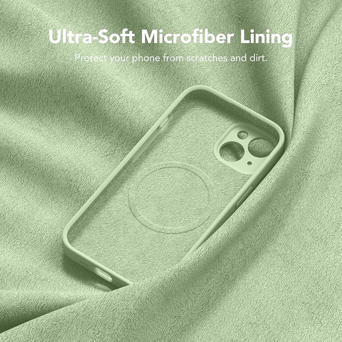 Magnetic for iPhone 15 Case, Compatible with MagSafe, [Screen Protector + Full Camera Protection], Silicone Shockproof Anti-Scratch Protective Phone Case for iPhone 15 6.1", Matcha