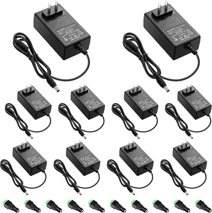 ALITOVE 12V 3A Power Supply DC 12 Volt 3A 36W AC/DC Power Adapter 100~240V AC to DC 12V Converter LED Driver Transformer 5.5mmx2.5mm for LED Strip Light CCTV Cameras System Printer,10-Pack