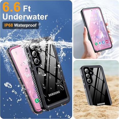for Samsung Galaxy S25 Plus Case, IP68 Waterproof with Built-in Screen&Lens Protector [14FT Military Shockproof] Full Body Heavy Duty Protective Phone Case for S25 Plus 5G, Pink
