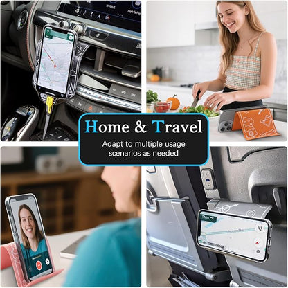 Adjustable Angle Phone Stand Tablet Holder, Sturdy Universal for All Smartphones - Foldable Portable for Desk, Travel, Home, Kitchen, Bed, Treadmill, Airplane, Black