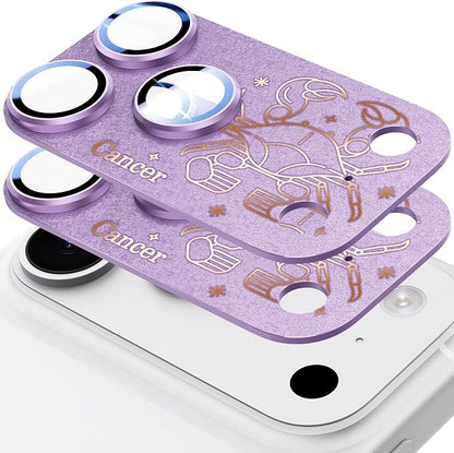 2 Pack Camera Lens Protector for iPhone 17 Pro,Cancer Pattern, AR 360-Degree Protection,Drop Protection,Anti Scratch Full-Coverage,Camera Transmfttance HD,Easy Installation,Purple