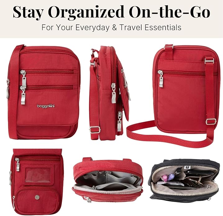 Baggallini Journey Crossbody Bags for Women 9x6 Small Lightweight Travel Handbag W/RFID
