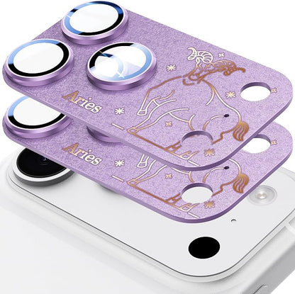 2 Pack Camera Lens Protector for iPhone 17 Pro Max,Aries Pattern, AR 360-Degree Protection,Drop Protection,Anti Scratch Full-Coverage,Camera Transmfttance HD,Easy Installation, Purple