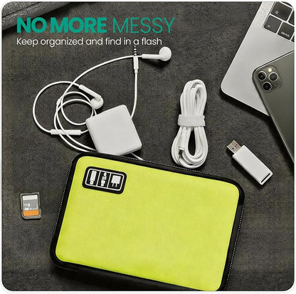 Cord Organizer Travel, Electronics Organizer Tech Pouch - Portable Cable Organizer Bag for Cords, Charger, Phone, SD Card, Power Bank for Travel & Daily Use -Green Green