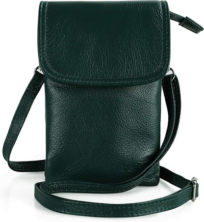 befen Genuine Leather Small Crossbody Bags for Women Cell Phone Bag Cross Body Purses,Silver Zipper