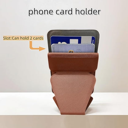 for MagSafe Wallet RFID Blocking, 2 Card Holder, Stand Strong Magnetic Grip, Slim Leather Phone Wallet, Compatible with iPhone 17/16/15/14/13/12 Series (Brown Small Support)