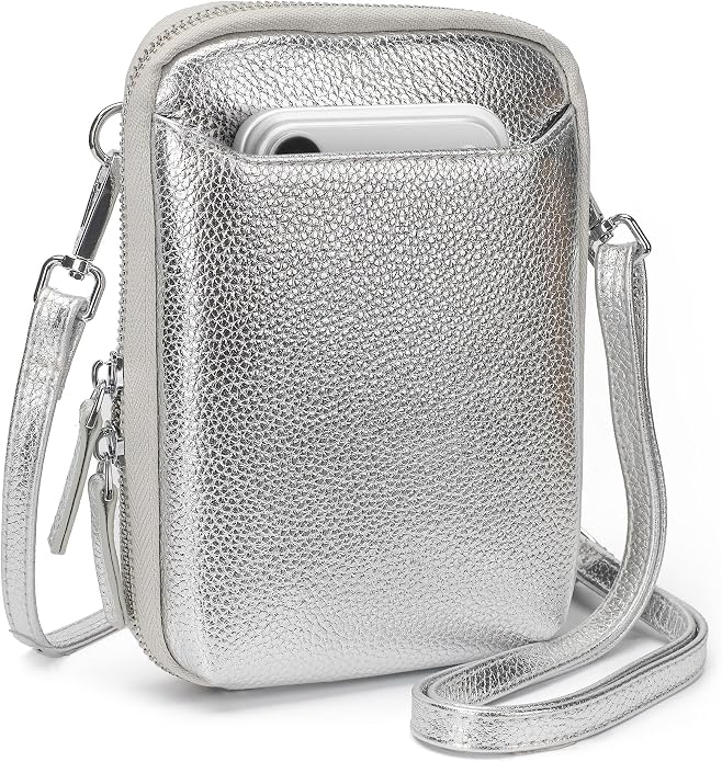 befen Genuine Leather Crossbody Cell Phone Purse for Women, Small Zip Around RFID Blocking Crossbody Wallet Bags