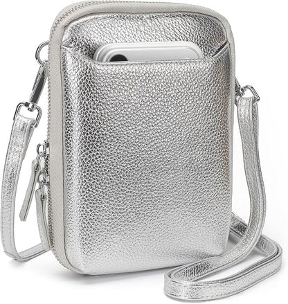 befen Genuine Leather Crossbody Cell Phone Purse for Women, Small Zip Around RFID Blocking Crossbody Wallet Bags