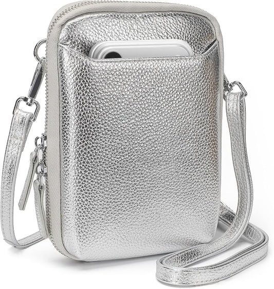 befen Genuine Leather Crossbody Cell Phone Purse for Women, Small Zip Around RFID Blocking Crossbody Wallet Bags