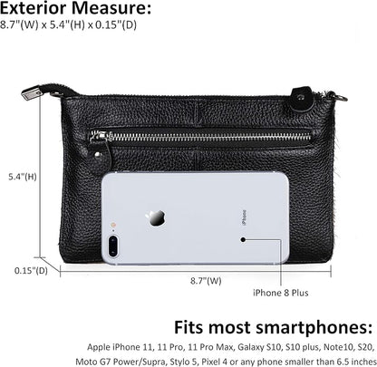 befen Genuine Leather Wristlet Clutch Wallet Purses Small Crossbody Bags for Women with RFID Blocking Card Slots