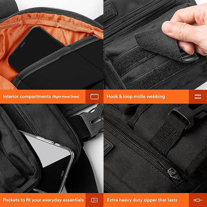 Fitdom Tactical Inspired Lightweight Running Chest Pack For Men With Built-In Phone Holder. A Sports Utility Rig Vest Made For Workouts And Outdoor