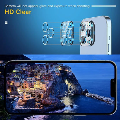 UniqueMe [3 Pack] Camera Lens Protector Compatible with iPhone 13 Pro 6.1" / 13 Pro Max 6.7" Tempered Glass,[Case Friendly][New version][Scratch-Resistant][Easy Installation] -Blue