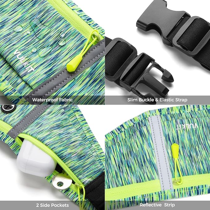 VULKIT Slim Running Belt for Women & Men, Cell Phone Holder for Running, Workout Fanny Pack, Running Bag, Money Belt, Runners Essentials Gear Accessories, Fits All Phones, Running Pouch for Men