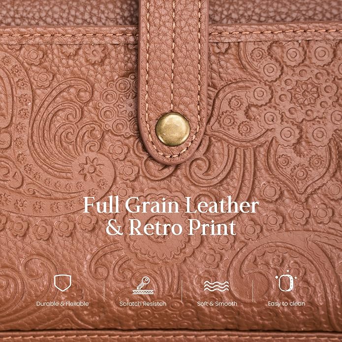 befen Leather Wristlet Wallet for Women Cell Phone Purse with Built in Wallet Vintage Leather Crossdody Bag Clutch Purse