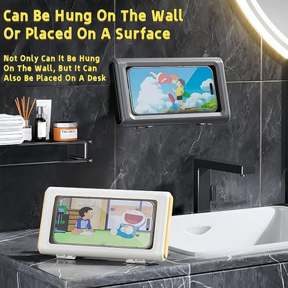 360° Shower Phone Holder Waterproof with Rotating Mount - Shower Phone Pouch for 4-7 Inch Devices - Adjustable, Touchscreen-Friendly, No-Drill Design for Bathroom, Kitchen & Gym