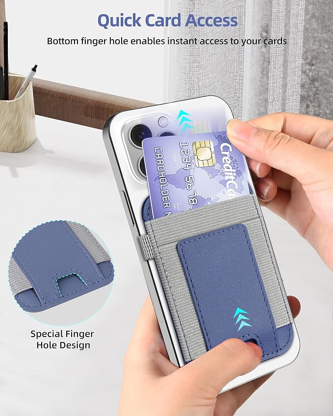 ExtreLife for Magsafe Wallet, Strongest Magnetic Wallet for iPhone 17/16/15/14/13/12 Series, Magnetic Card Holder with 2 Card Slots, RFID Blocking, Slim, Vegan Leather, Hold 7 Cards, Purple