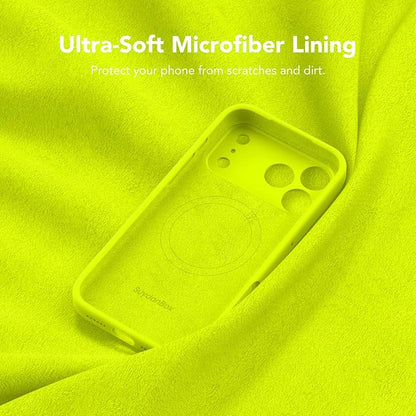 Magnetic for iPhone 17 Pro Max Case, Compatible with MagSafe, [Full Camera Protection][Screen Protector] Silicone Shockproof Protective Phone Case for iPhone 17 Pro Max, Fluorescent Green