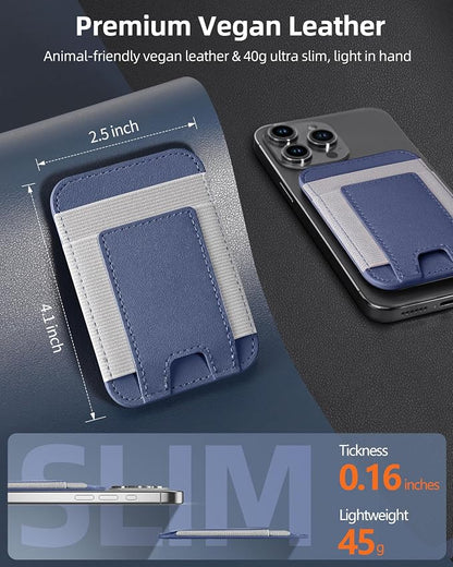 Upgraded for Magsafe Wallet, Strongest Magnetic Wallet, for iPhone Magsafe Walletwith 2 Card Slots, Magnetic Card Holder for iPhone 17/16/15/14/13/12 Series, Vegan Leather, Fit 7 Cards, Purple