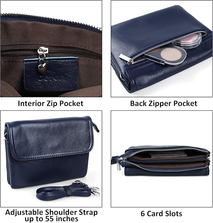 befen Genuine Leather Small Crossbody Bags for Women Cell Phone Bag Cross Body Purses,Silver Zipper