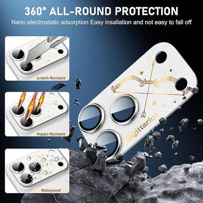 Compatible for iPhone 17 Pro Camera Lens Protector, Virgo Pattern, Drop Protection, Anti Scratch Full-Coverage, AR 360-Degree Protection, Camera Transmfttance HD, Easy Installation, Silver