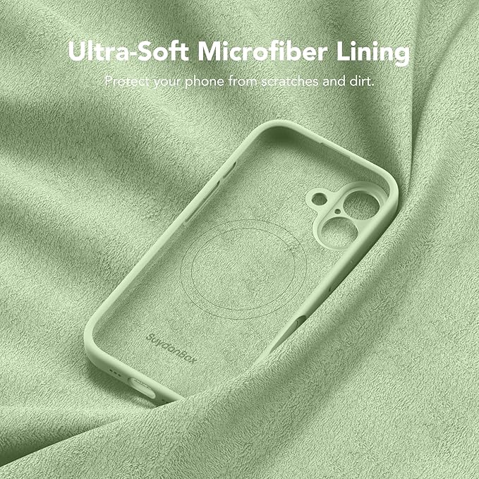 Magnetic for iPhone 16 Case, Compatible with MagSafe, [Screen Protector + Full Camera Protection], Silicone Shockproof Anti-Scratch Protective Phone Case for iPhone 16 6.1", Matcha