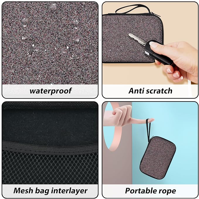 Glitter Phone Charger Case Storage Sets Wire Saver Cable Protector with Brown Travel Storage Bag, Luxury Bling Cable Charger Protector Cord Organizer for iPhone (Leopard)