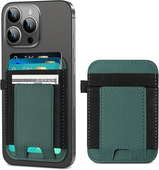 For Magsafe Wallet, Strongest Magnetic Wallet for iPhone 17/16/15/14/13/12 Series, for Magsafe Card Holder with 2 Card Slots, Magnetic Card Holder, RFID Blocking, Vegan Leather, Hold 7 Cards, Green