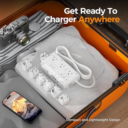 TESSAN Voltage Converter US to Europe, 220 to 110 Voltage Converter | Universal Travel Adapter, 4 USB Ports (1 USB C), 3 AC and EU UK AU IT in ZA Plug Power Adapter, Step Down Transformer, 4 FT