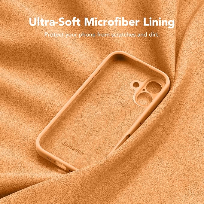 Magnetic for iPhone 17 Case, Compatible with MagSafe, [Full Camera Protection][Screen Protector] Silicone Shockproof Protective Phone Case for iPhone 17 6.3", Cantaloupe