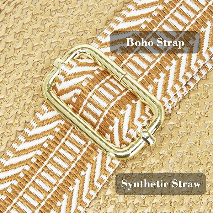 Haytijoe Faux Straw Crossbody Bags for Women Small Summer Purse RFID Woven Phone Bag Travel Beach Hawaiian Essentials Gifts