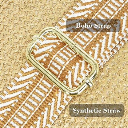 Haytijoe Faux Straw Crossbody Bags for Women Small Summer Purse RFID Woven Phone Bag Travel Beach Hawaiian Essentials Gifts