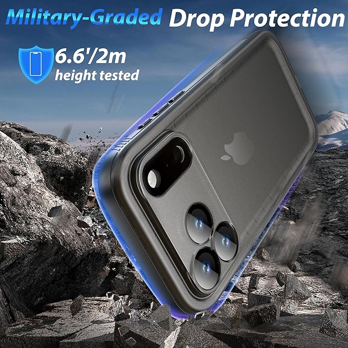 SPORTLINK for iPhone 17 Pro Max Case, IP68 Waterproof Military Protective Full Body Heavy Duty Shockproof 360 Sealed Dustproof with Camera Screen Protector Phone Cover for iPhone 17 Pro Max 6.9" Black