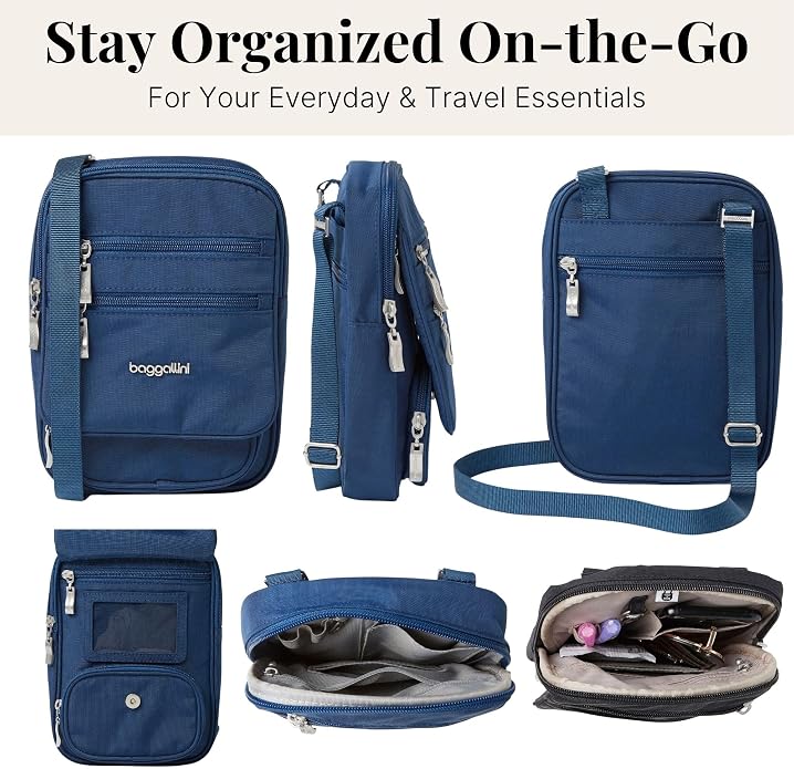 Baggallini Journey Crossbody Bags for Women 9x6 Small Lightweight Travel Handbag W/RFID