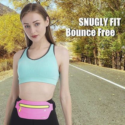 USHAKE Slim Running Belt, Ultra Light Bounce Free Waist Pouch Fitness Workout Belt Sport Waist Pack Exercise Waist Bag for Apple iPhone Samsung in Running Gym Marathon Cycling