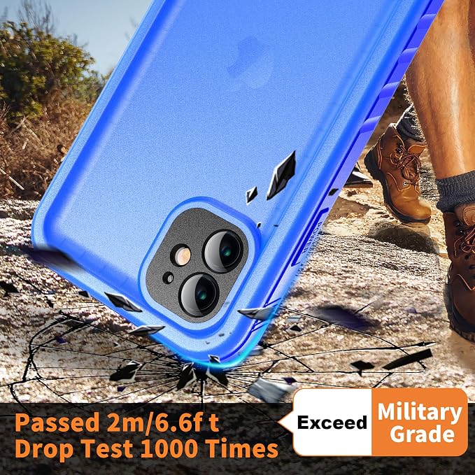 Cozycase Compatible with Waterproof iPhone 11 case, Built-in Screen Protector, Full-Body Rugged Bumper Sealed Case Cover, Shockproof Dustproof Waterproof Case for iPhone 11 6.1 inch (Blue)