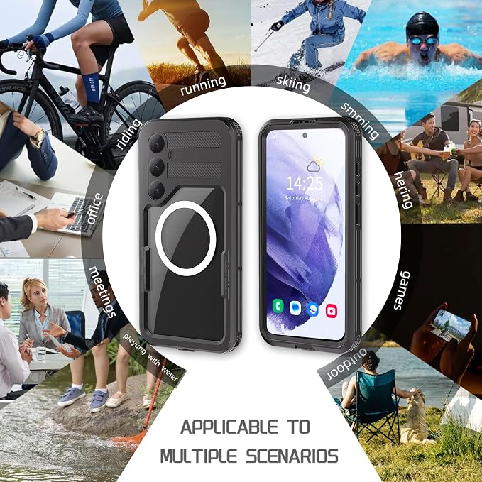 Compatible with Samsung Galaxy S25 Plus Case Waterproof, Built-in Lens & Screen Protector, Military Grade Shockproof, Full Body Rugged Case for Galaxy S25 Plus 6.7 inches (Black)
