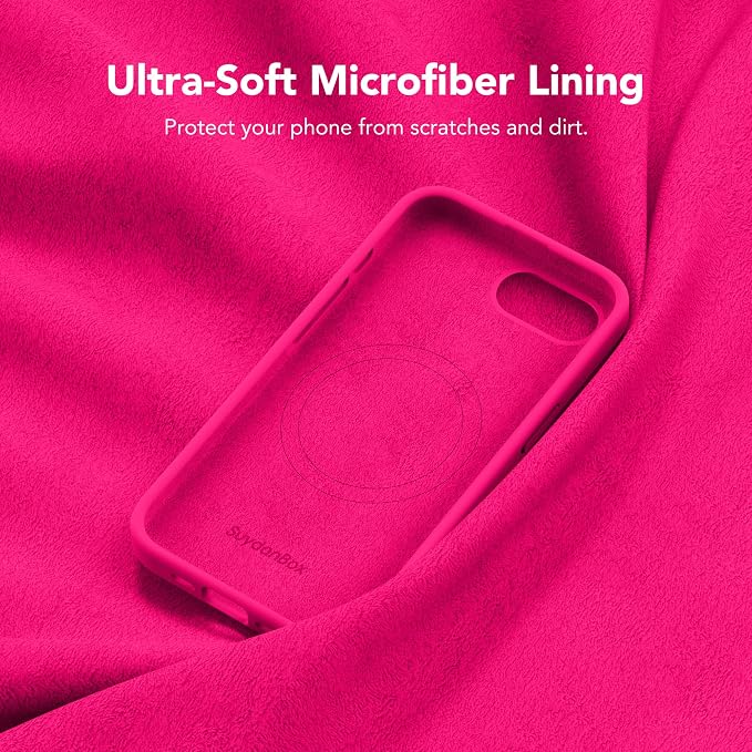 Magnetic for iPhone 17e/iPhone 16e Case, Compatible with MagSafe, [Soft Anti-Scratch Microfiber Lining] Slim Silicone Shockproof Protective Phone Case for iPhone 17e/16e 6.1", Hot Pink