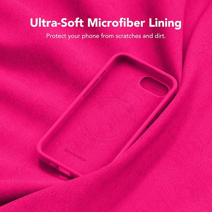 Magnetic for iPhone 17e/iPhone 16e Case, Compatible with MagSafe, [Soft Anti-Scratch Microfiber Lining] Slim Silicone Shockproof Protective Phone Case for iPhone 17e/16e 6.1", Hot Pink