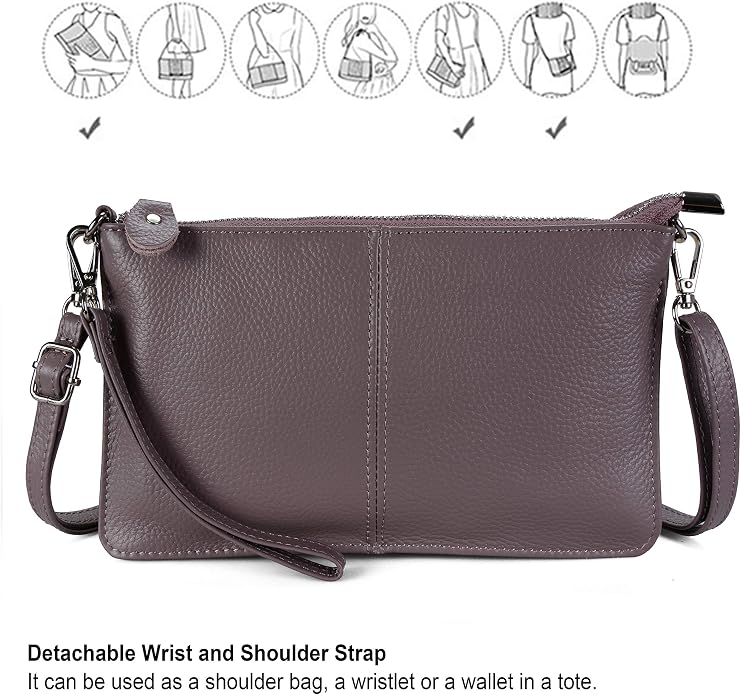 befen Genuine Leather Wristlet Clutch Wallet Purses Small Crossbody Bags for Women with RFID Blocking Card Slots