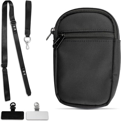 Crossbody Phone Strap with Wallet – Adjustable Nylon Strap with Metal Hardware, RFID Wallet & Detachable Wristlet – Hands-Free Travel Purse for Women & Men