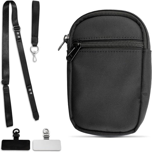 Crossbody Phone Strap with Wallet – Adjustable Nylon Strap with Metal Hardware, RFID Wallet & Detachable Wristlet – Hands-Free Travel Purse for Women & Men